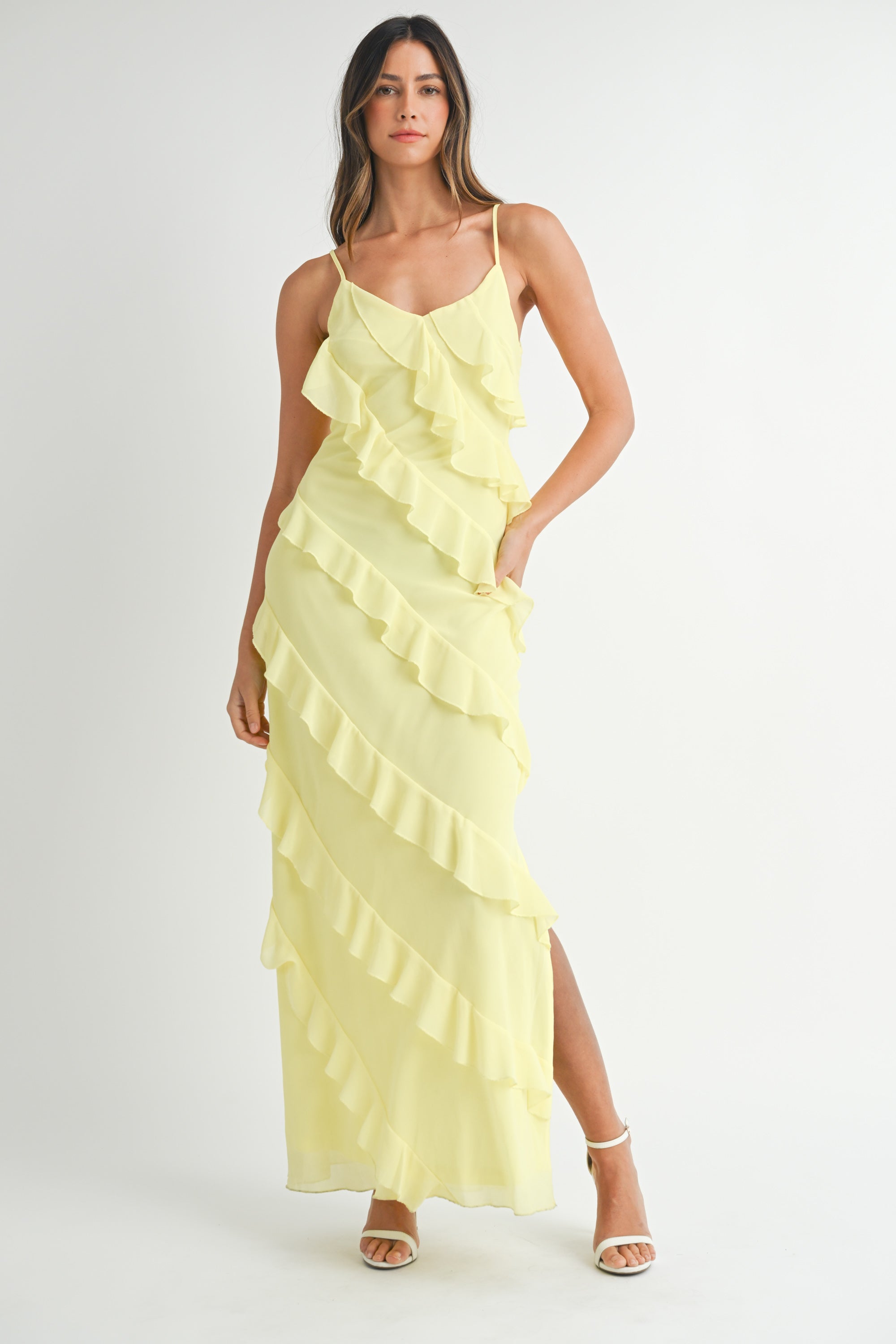 yellow ruffle dress MAGNOLIA MAXI DRESS – Mable Clothing
