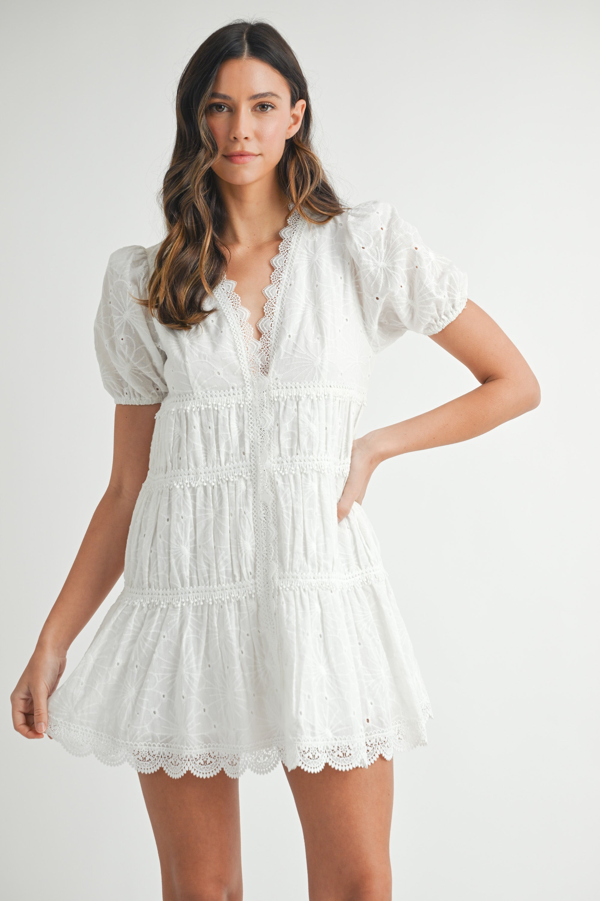 EVELINA EYELET TUBE MIDI FLARE DRESS  Mable Clothing