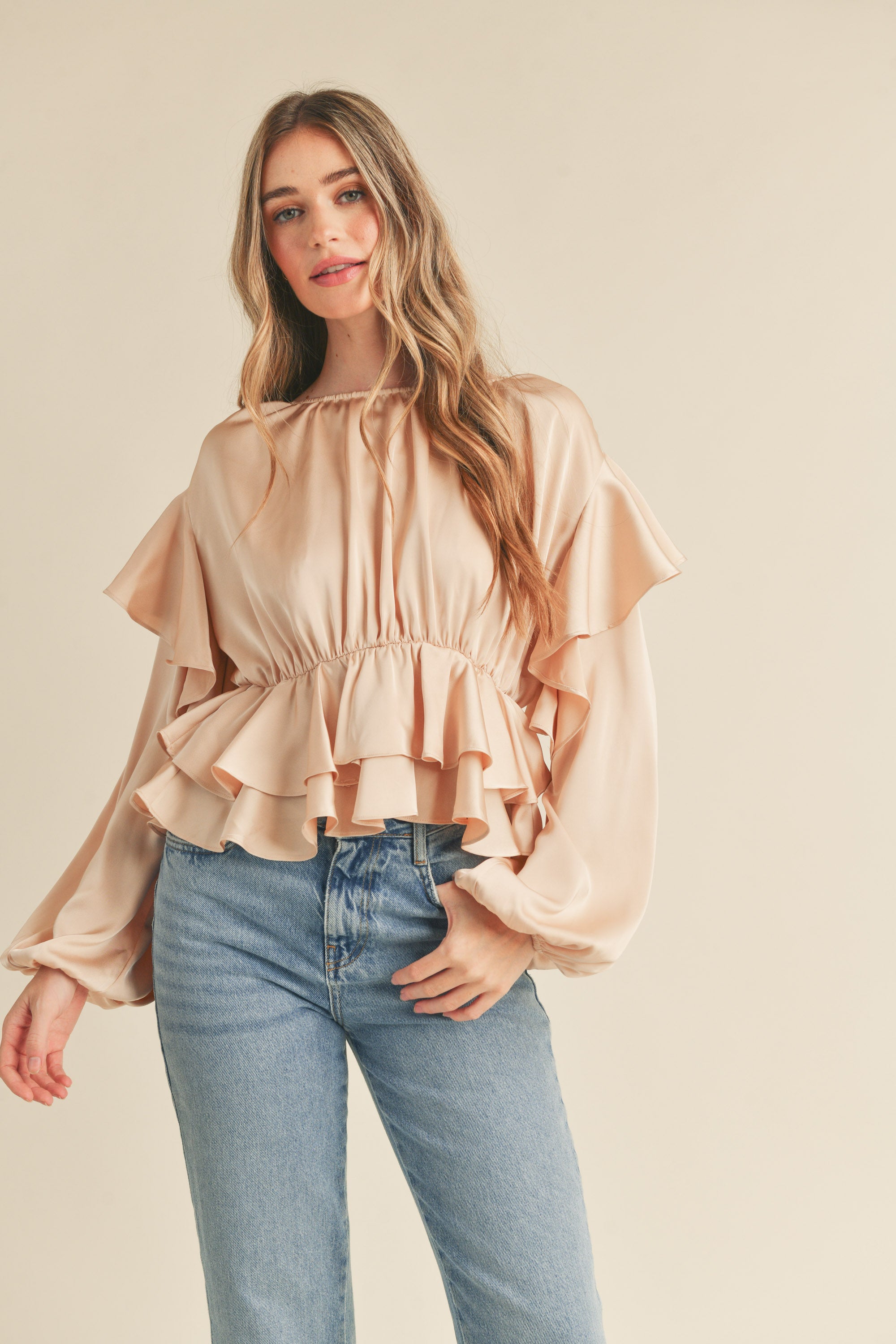 Maje Loupi store Ruffle Sleeve Frill Blouse ML-177