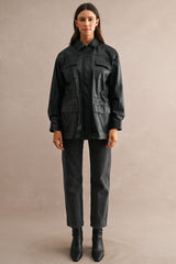 AUDREY FAUX LEATHER OVERSIZED POCKET JACKET