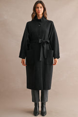 ELYSE FUNNEL NECK KNITTED LONG COAT