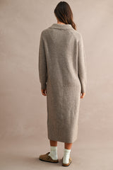MAYA HALF ZIP UP KNITTED MIDI DRESS