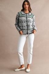 LILAH JACQUARD PATTERN KNITTED CARDIGAN
