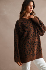 CHLOE LEOPARD OVERSIZED SWEATER TOP