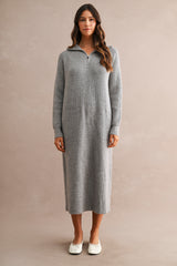 MAYA HALF ZIP UP KNITTED MIDI DRESS