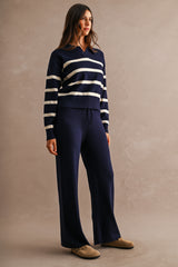 LAYLA STRIPED SWEATER TOP AND LONG PANTS SET
