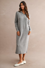 MAYA HALF ZIP UP KNITTED MIDI DRESS