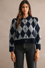 LEYLA ARGYLE OVERSIZED CARDIGAN