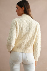 RAEGAN PATTERN DETAIL ZIP UP KNITTED JACKET