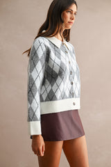 LEYLA ARGYLE OVERSIZED CARDIGAN