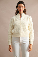 RAEGAN PATTERN DETAIL ZIP UP KNITTED JACKET