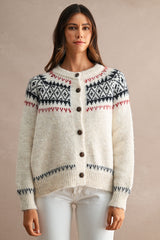 MIRA PATTERN JACQUARD BUTTON CARDIGAN