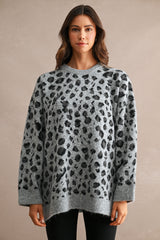 CHLOE LEOPARD OVERSIZED SWEATER TOP