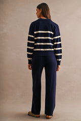 LAYLA STRIPED SWEATER TOP AND LONG PANTS SET