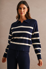 LAYLA STRIPED SWEATER TOP AND LONG PANTS SET