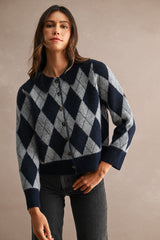 LEYLA ARGYLE OVERSIZED CARDIGAN
