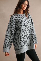CHLOE LEOPARD OVERSIZED SWEATER TOP