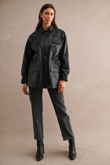 AUDREY FAUX LEATHER OVERSIZED POCKET JACKET