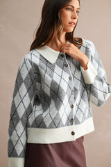 LEYLA ARGYLE OVERSIZED CARDIGAN