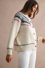 MIRA PATTERN JACQUARD BUTTON CARDIGAN