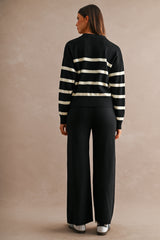 LAYLA STRIPED SWEATER TOP AND LONG PANTS SET