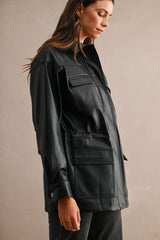 AUDREY FAUX LEATHER OVERSIZED POCKET JACKET
