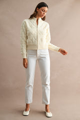 RAEGAN PATTERN DETAIL ZIP UP KNITTED JACKET