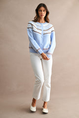 ALORA JACQUARD PATTERN DETAIL BUTTON CARDIGAN