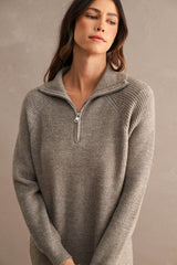 MAYA HALF ZIP UP KNITTED MIDI DRESS