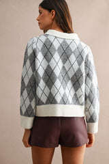 LEYLA ARGYLE OVERSIZED CARDIGAN