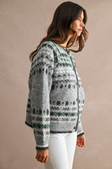 LILAH JACQUARD PATTERN KNITTED CARDIGAN