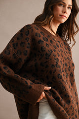 CHLOE LEOPARD OVERSIZED SWEATER TOP