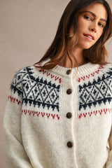 MIRA PATTERN JACQUARD BUTTON CARDIGAN