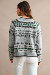 LILAH JACQUARD PATTERN KNITTED CARDIGAN