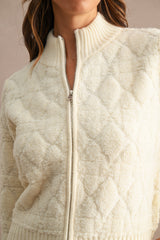 RAEGAN PATTERN DETAIL ZIP UP KNITTED JACKET