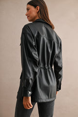 AUDREY FAUX LEATHER OVERSIZED POCKET JACKET
