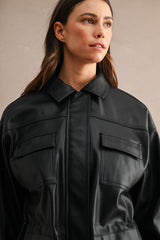 AUDREY FAUX LEATHER OVERSIZED POCKET JACKET