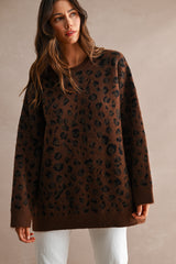 CHLOE LEOPARD OVERSIZED SWEATER TOP