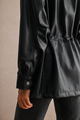 AUDREY FAUX LEATHER OVERSIZED POCKET JACKET