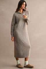 MAYA HALF ZIP UP KNITTED MIDI DRESS