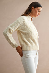 RAEGAN PATTERN DETAIL ZIP UP KNITTED JACKET