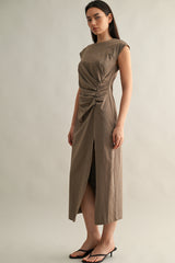 HAZEL RUCHED MIDI DRESS
