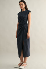 HAZEL RUCHED MIDI DRESS
