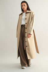 DREW LONG BUTTON DOWN TRENCH COAT