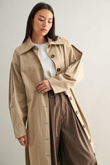 DREW LONG BUTTON DOWN TRENCH COAT