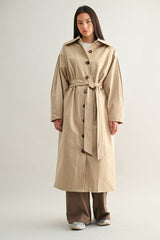 DREW LONG BUTTON DOWN TRENCH COAT