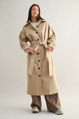 DREW LONG BUTTON DOWN TRENCH COAT