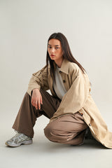DREW LONG BUTTON DOWN TRENCH COAT