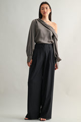 EMILIA MID-RISE PINTUCK STRAIGHT SUIT PANTS