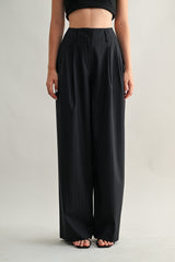 EMILIA MID-RISE PINTUCK STRAIGHT SUIT PANTS